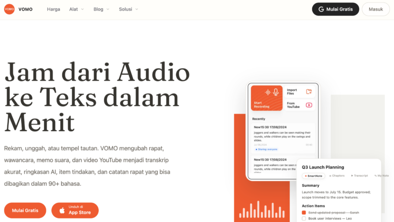 Ulasan VOMO AI: Alat Transkripsi Audio yang Serius Menggarap Pasar Indonesia